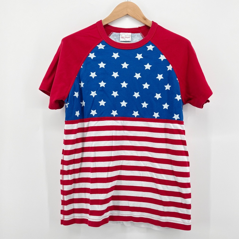 Hanna Andersson Kids Large Red White Blue Stars Stripes Patriotic‎ Raglan Dress